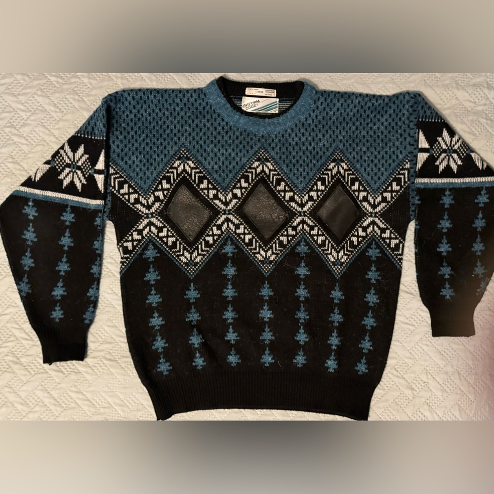 Vintage Black and Teal Sweater